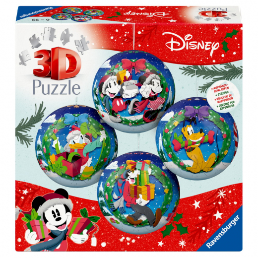 Ravensburger 3D - Disney Julekugler 4x54 brikker i gruppen PUSLESPIL / 3D puslespil hos Spelexperten (12008088)