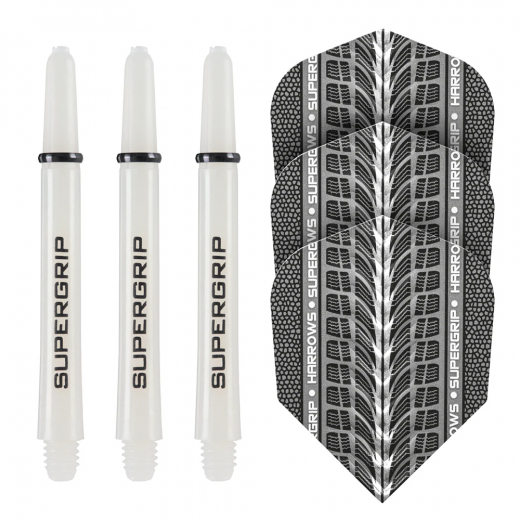 Harrows Twin Pack Flights & Shafts White/Black i gruppen SPILLEBORD / Dart / Tilbehør hos Spelexperten (127-1020)