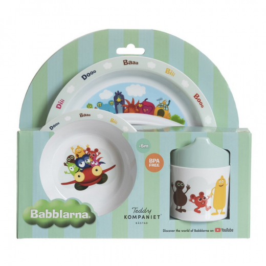 Teddykompaniet - Babblarna- Måltidssæt, 3 dele i gruppen LEGETØJ / Børne- & baby / Spis & drik hos Spelexperten (13006)