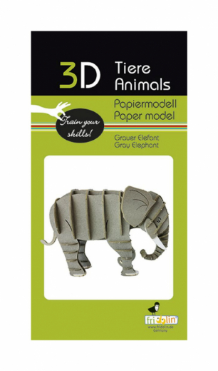 3D papirpuslespil, elefant, grå i gruppen PUSLESPIL / Modelbygning hos Spelexperten (158126)