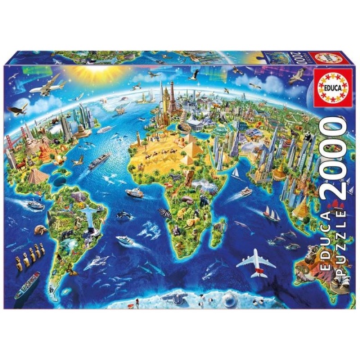 Educa: World Landmarks Globe 2000 brikker i gruppen PUSLESPIL / 2000 brikker > hos Spelexperten (17129)