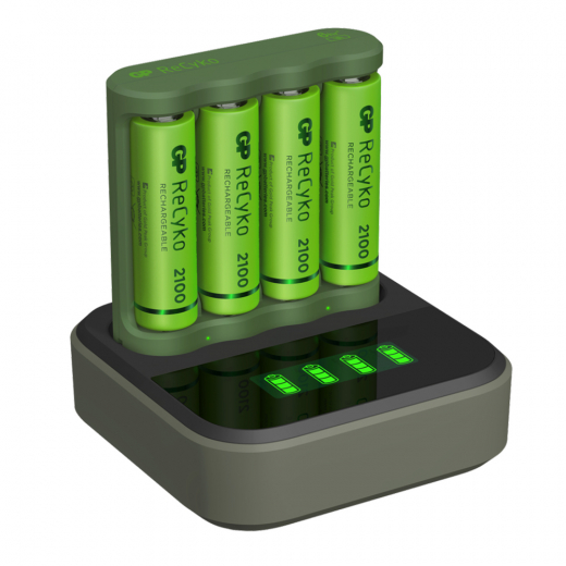 GP ReCyko battery charger + charging station incl. 4pcs AA 2100mAh i gruppen LEGETØJ / Batterier og opladere hos Spelexperten (202238)