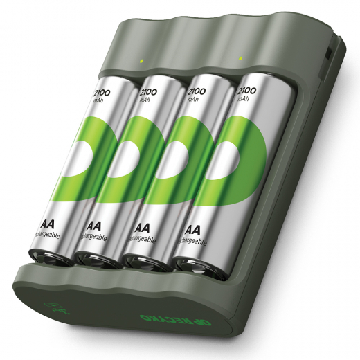 GP Recyko Everyday laddare inkl. 4st AA 2100mAh i gruppen LEGETØJ / Batterier og opladere hos Spelexperten (202261)
