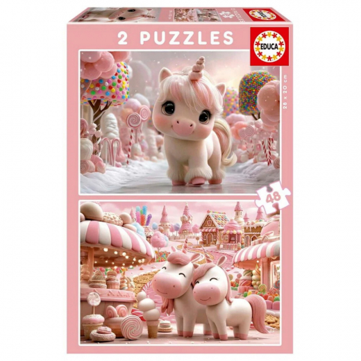 Educa Puzzle: Sweet Unicorns 2x48 i gruppen PUSLESPIL / Educa hos Spelexperten (20504)