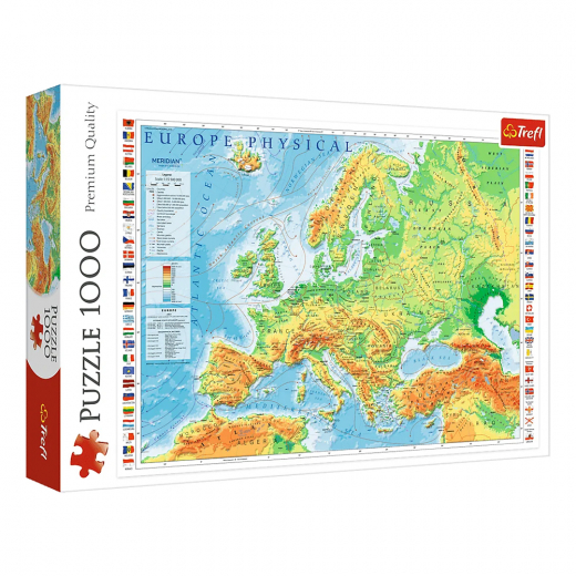 Trefl Physical Map of Europe 1000 Brikker i gruppen PUSLESPIL / 1000 brikker hos Spelexperten (22-10605)