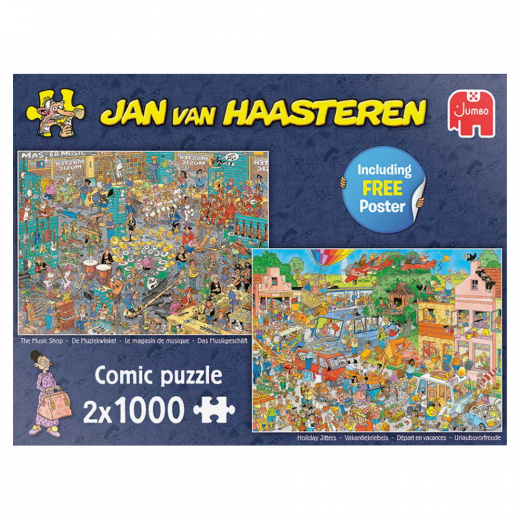 Jan Van Haasteren Music Shop & Holiday Jitters 2x1000 Brikker i gruppen PUSLESPIL / 1000 brikker hos Spelexperten (22-20049)