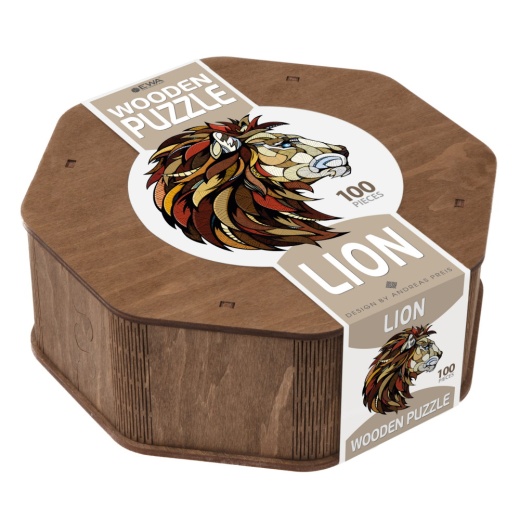 Eco-Wood-Art Puslespil: Lion 100 Brikker i Trækasse i gruppen  hos Spelexperten (23001126)