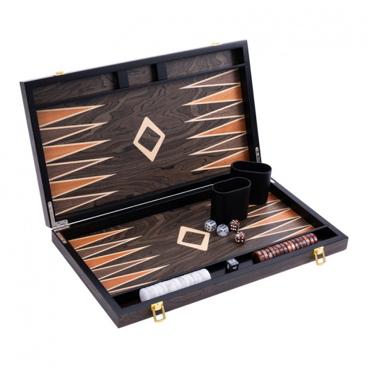 Longfield Backgammon Large Brown Ebony i gruppen SELSKABSSPIL / Backgammon hos Spelexperten (250545)