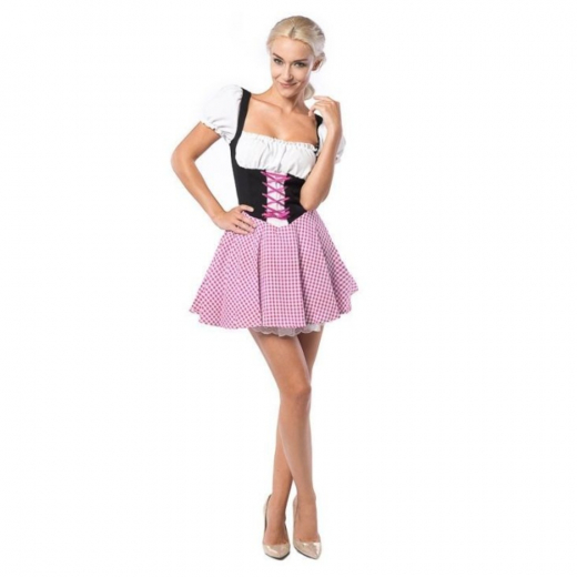 Oktoberfest Dress Eva Pink/Brown i gruppen LEGETØJ / Maskerade / Oktoberfest hos Spelexperten (266247)