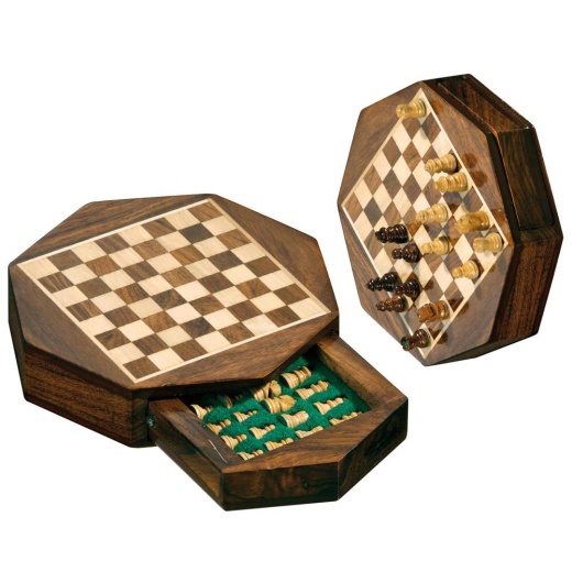 Travel Chess Set Octagon (10mm) i gruppen SELSKABSSPIL / Skak hos Spelexperten (2718)
