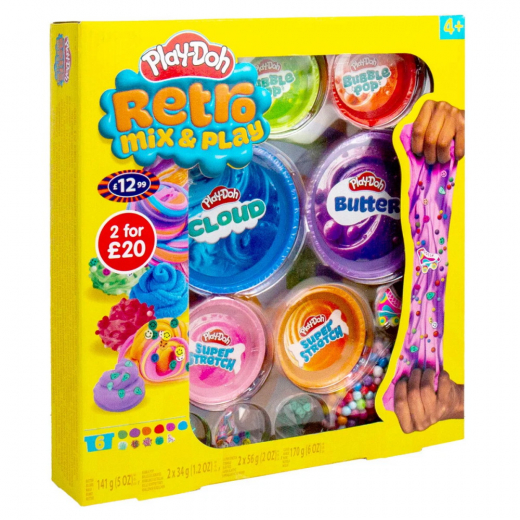 Play-Doh Retro Mix & Play 6 pack i gruppen LEGETØJ / Play-Doh hos Spelexperten (334-236067)