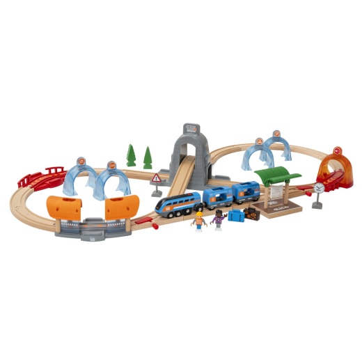 Brio Togbane - Smart Tech Sound Action Tunnel Travel set i gruppen LEGETØJ / BRIO trætog hos Spelexperten (33972)