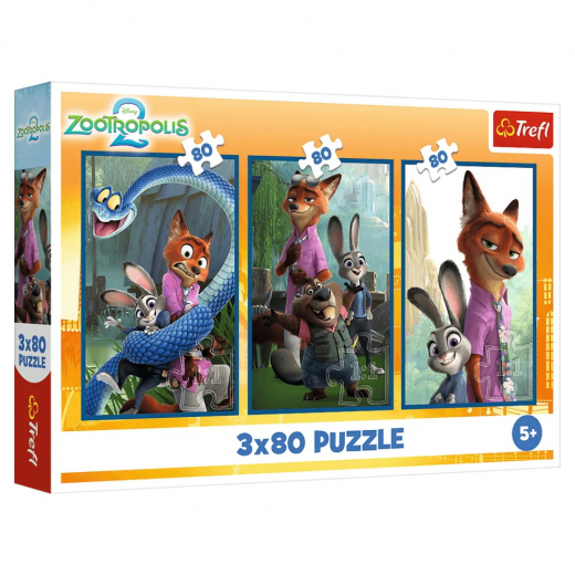 Trefl Disney Zootropolis 2 - 3 x 80 Brikker i gruppen PUSLESPIL / Puslespil til børn hos Spelexperten (34897)