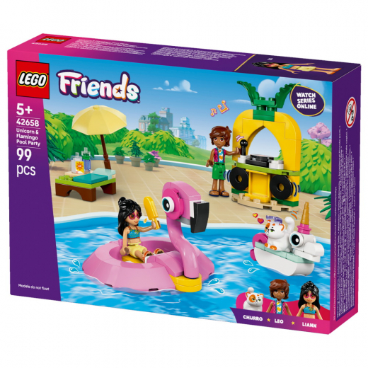 LEGO Friends - Poolparty med enhjørning og flamingo i gruppen LEGETØJ / LEGO / LEGO Friends hos Spelexperten (42658)