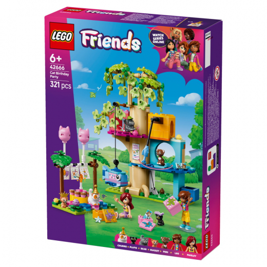 LEGO Friends - Katte-fødselsdagsfest og trætophus i gruppen LEGETØJ / LEGO / LEGO Friends hos Spelexperten (42666)