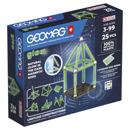 Geomag Glow Recycled 25 Dele i gruppen LEGETØJ / Byggeklodser / Geomag hos Spelexperten (51024013)