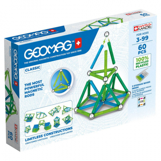 Geomag Classic Recycled 60 Dele i gruppen LEGETØJ / Byggeklodser / Geomag hos Spelexperten (51024016)