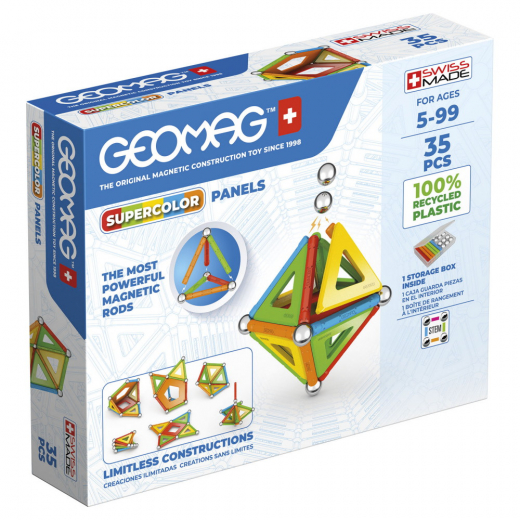 Geomag Supercolor Panels Recycled 35 Dele i gruppen LEGETØJ / Byggeklodser / Geomag hos Spelexperten (51024017)