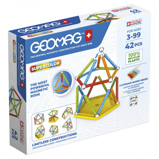 Geomag supercolor recycled 42 Dele i gruppen LEGETØJ / Byggeklodser / Geomag hos Spelexperten (51024019)