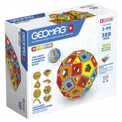 Geomag Supercolor Panels Recycled Masterbox 388 Dele i gruppen LEGETØJ / Byggeklodser / Geomag hos Spelexperten (51024021)
