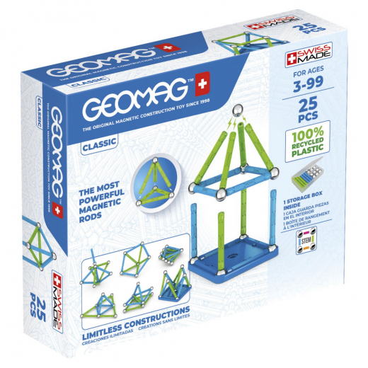Geomag Classic Recycled 25 Dele i gruppen LEGETØJ / Byggeklodser / Geomag hos Spelexperten (51024023)