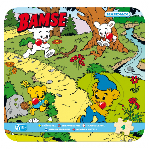 Knoppuslespil Bamse 4 Brikker i gruppen PUSLESPIL / Puslespil til børn hos Spelexperten (512045)