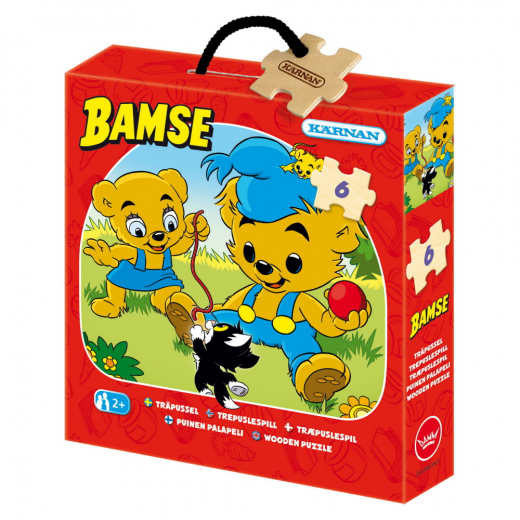 Kärnan træ-askepuslespil - Bamse 6 Brikker i gruppen PUSLESPIL / Puslespil til børn hos Spelexperten (520076)