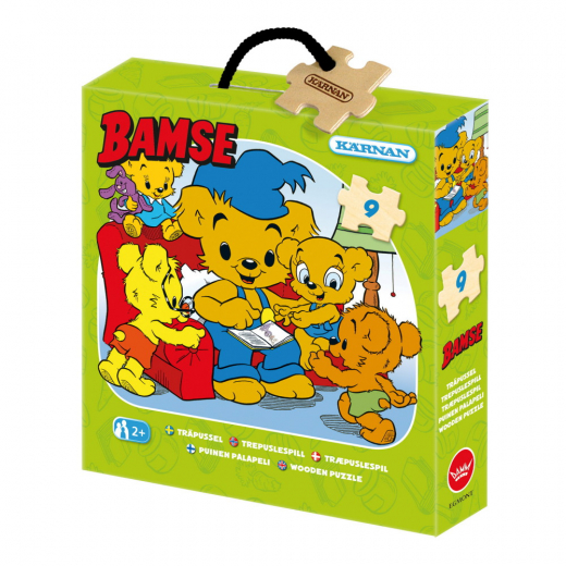 Kärnan træ-askepuslespil - Bamse Läser 9 Brikker i gruppen PUSLESPIL / Puslespil til børn hos Spelexperten (520080)