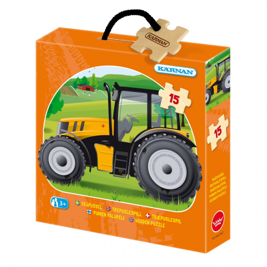 Kärnan Ask puslespil i træ - Traktor 15 brikker i gruppen PUSLESPIL / Puslespil til børn hos Spelexperten (521053)