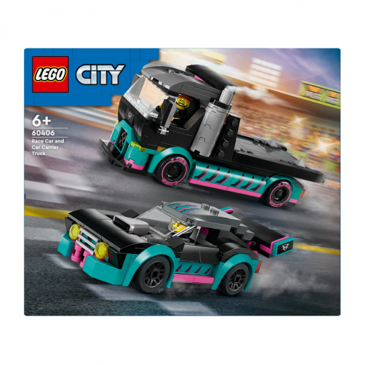 LEGO City - Racerbil og biltransporter i gruppen LEGETØJ / LEGO / LEGO City hos Spelexperten (60406)