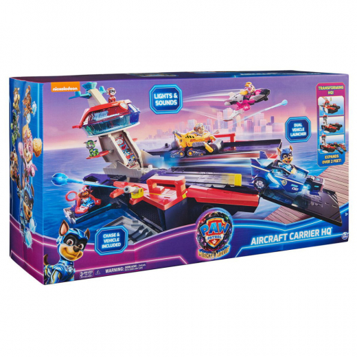 Paw Patrol Mighty Movie Hangarskib HQ i gruppen LEGETØJ / Figurer og legesæt / Paw Patrol hos Spelexperten (6067496)