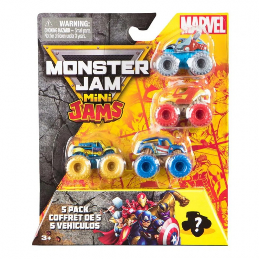 Monster Jam Mini Jams Marvel 5-Pak i gruppen LEGETØJ / Legetøjskøretøjer hos Spelexperten (6075434)