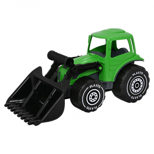 Plasto Traktor med frontlæsser - Grøn i gruppen LEGETØJ / Legetøjskøretøjer / Plasto hos Spelexperten (6410310216741)
