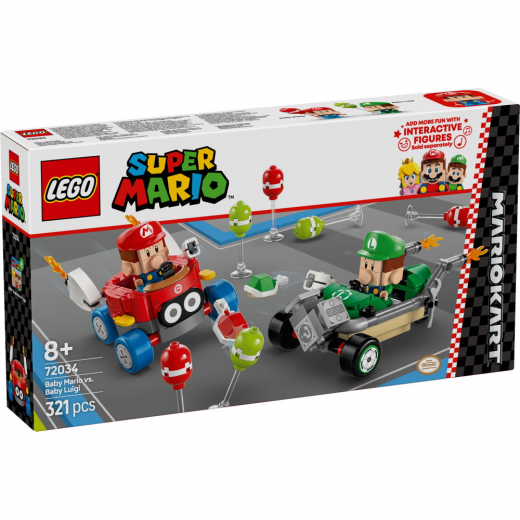 LEGO Super Mario - Mario Kart – Baby Mario mod Baby Luigi i gruppen LEGETØJ / LEGO / LEGO Super Mario hos Spelexperten (72034)