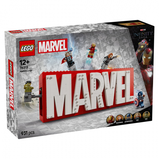 LEGO Marvel - MARVEL-logo og minifigurer i gruppen LEGETØJ / LEGO hos Spelexperten (76313)