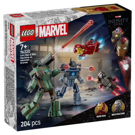 LEGO Marvel - Iron Man og War Machine mod Hammer-droner i gruppen LEGETØJ / LEGO hos Spelexperten (76320)