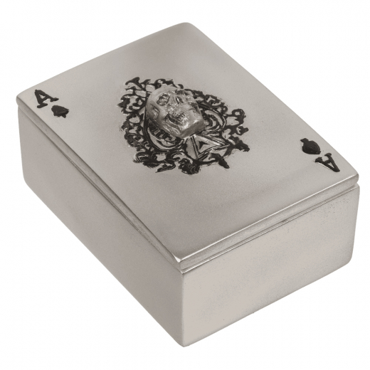 Storage box for playing cards - Skull - Silver i gruppen SELSKABSSPIL / Poker & casino / Tilbehør hos Spelexperten (765626S)
