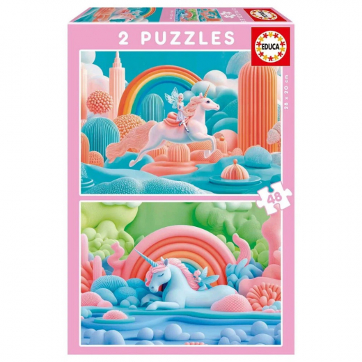 Educa: Magic unicorns 2 x 48 Brikker i gruppen PUSLESPIL / < 750 brikker hos Spelexperten (80-20223)