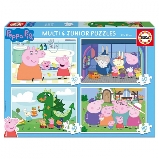 Educa: Peppa Pig - Multi 4, 20-80 Brikker i gruppen PUSLESPIL / < 750 brikker hos Spelexperten (80-20329)