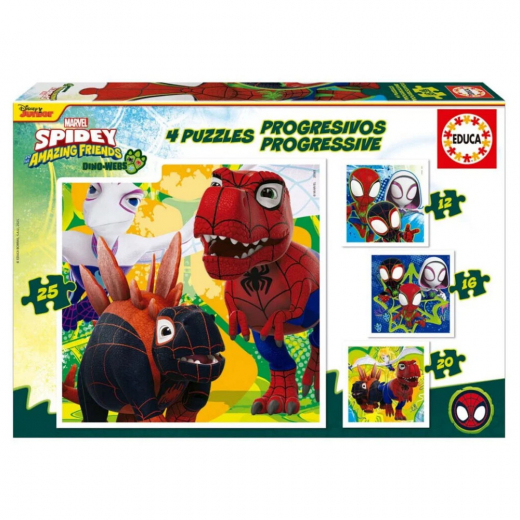 Educa Progressive: Marvel Spidey and his Amazing Friends Dino-Webs 12-25 Brikker i gruppen PUSLESPIL / < 750 brikker hos Spelexperten (80-20343)
