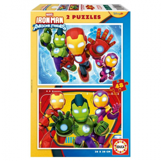 Educa: Marvel Iron Man And His Awesome Friends 2 x 48 Brikker i gruppen PUSLESPIL / < 750 brikker hos Spelexperten (80-20345)