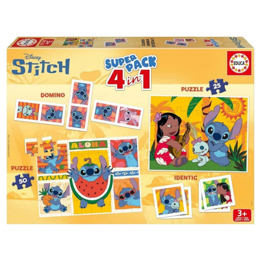 Disney Stitch - Super Pack 4in1 i gruppen PUSLESPIL / Puslespil til børn hos Spelexperten (80-20474)