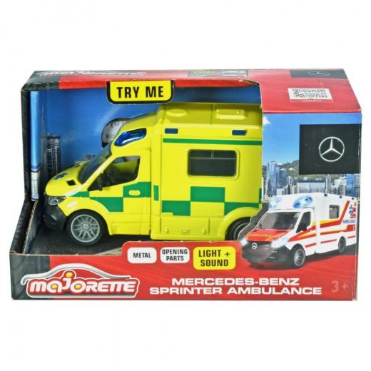Majorette - Svensk Ambulance Mercedes-Benz Sprinter 1:43 i gruppen LEGETØJ / Legetøjskøretøjer hos Spelexperten (8503712005033)