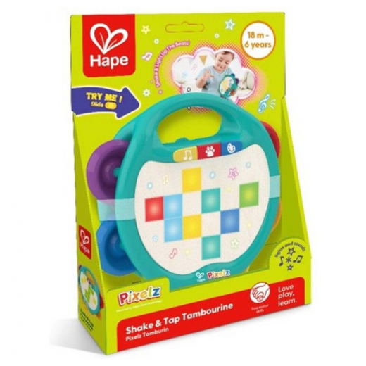 Hape Pixelz Tamburin Shake Tap i gruppen LEGETØJ / Børne- & baby / Rangler & musikdåser hos Spelexperten (87-0705)