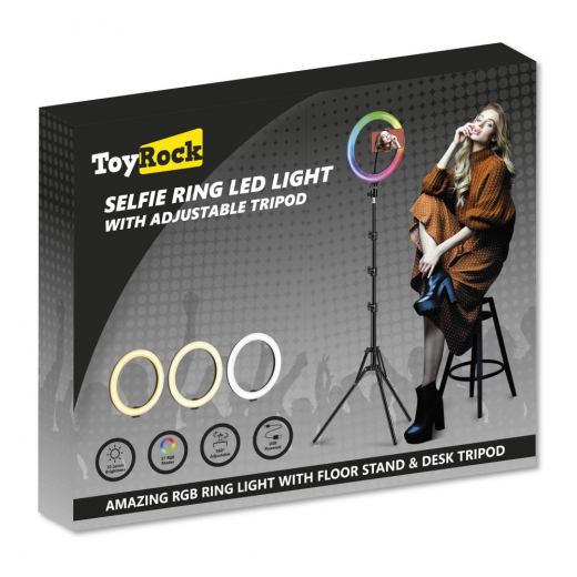 Toyrock - LED RINGLYS 26 CM MED JUSTERBAR STØTTE i gruppen LEGETØJ / Sjove gadgets / Lyd & lys hos Spelexperten (89923002)