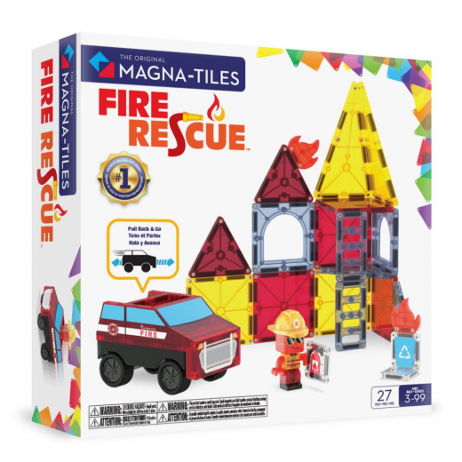 Magna-Tiles Brand- og redningsstation 27 dele i gruppen LEGETØJ / Byggeklodser / Magna-Tiles hos Spelexperten (90360)