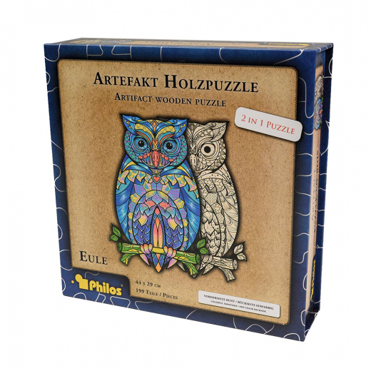 Artefakt Wooden Puzzle - Owl 199 brikker i gruppen PUSLESPIL / Puslespil i træ hos Spelexperten (9084)