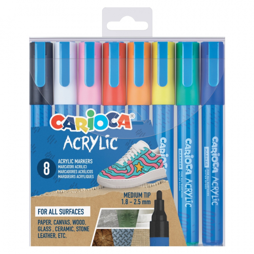 Carioca Acrylic Marker Bullet 8 stk i gruppen LEGETØJ / Skab & mal / Skriv og Tegn / Blyanter og farveblyanter hos Spelexperten (950139)