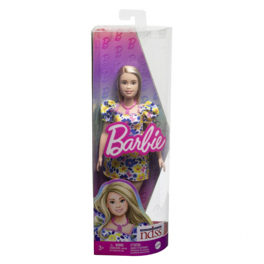 Barbie Fashionista Yellow Blue Floral Dress i gruppen LEGETØJ / Figurer og legesæt hos Spelexperten (960-2323)