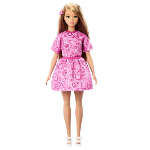 Barbie Fashionista Style - Lyserød paisley-nederdel og top #249 i gruppen LEGETØJ / Barbie / Barbie Fashionista hos Spelexperten (960-2659)